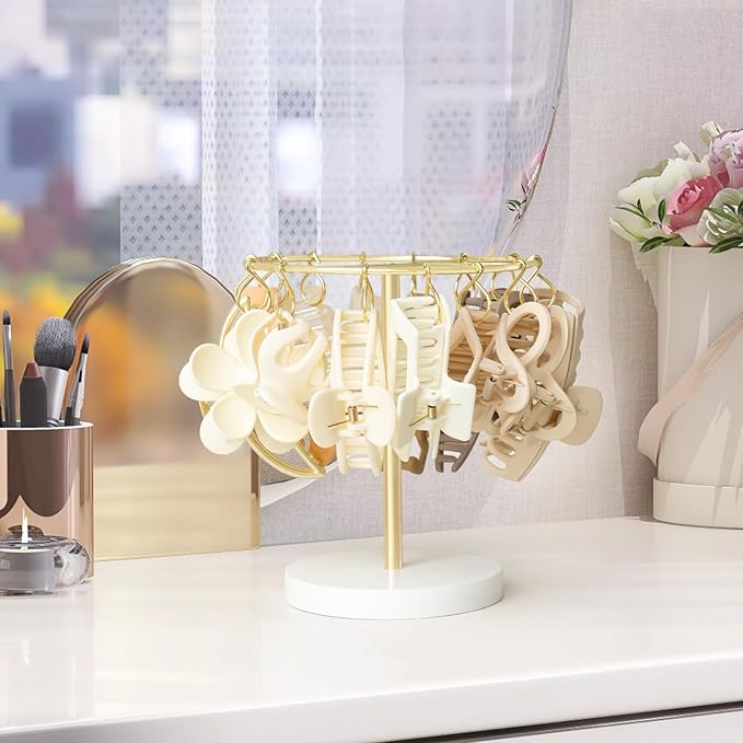 Dahey Metal Claw Clip Organizer Holder Stand Storage Display Hair Accessories Bedroom Bathroom College Dorm Room Decor for Women and Girls, Gold