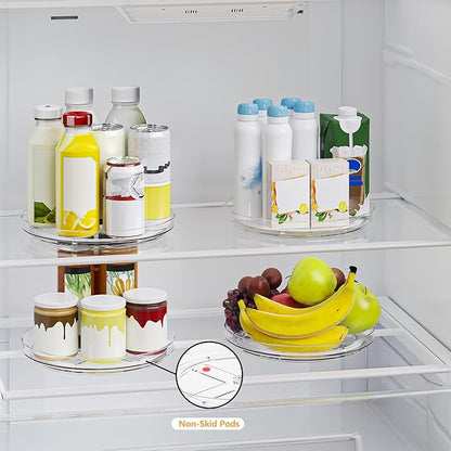 4 Pack 9 Inch Clear Lazy Susan Turntable Organizer, Non-Skid Rotating Tray for Cabinet, Kitchen Pantry Organization and Storage, Acrylic Spinner for Refrigerator, Bathroom Vanity and Spice Rack