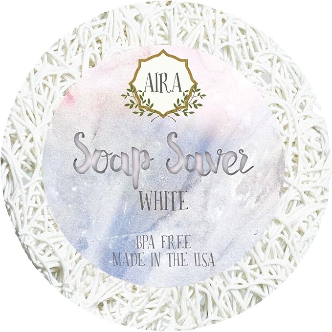 Aira Soap Saver - Soap Dish & Holder - BPA Free Shower & Bath Holder - Drains Water, Circulates Air - Fits All Sets - Round White