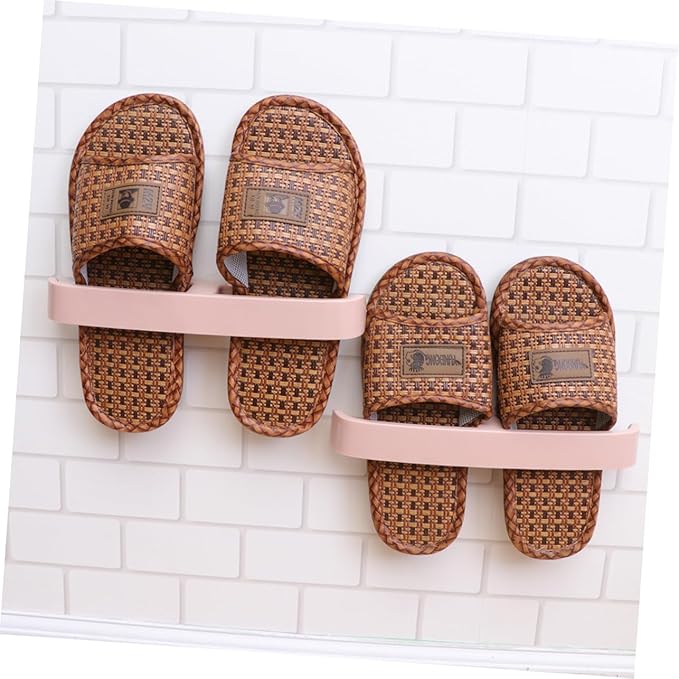 5 Pack Sticky Wall Mount Shoes Rack Slippers Organizer Door Shoe Hangers Elastic Plastic Wall Mounted Storage Pink