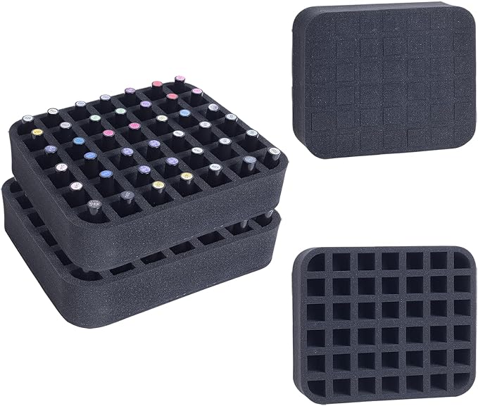 2 Pack Nail Polish Organizer Holder Foam Pad with Slots for Storage 84 Bottles (15ml/0.5fl.oz) Nail Polish or Essential Oil Tray for Drawers Black