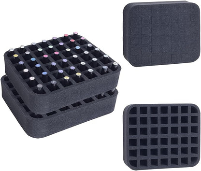2 Pack Nail Polish Organizer Holder Foam Pad with Slots for Storage 84 Bottles (15ml/0.5fl.oz) Nail Polish or Essential Oil Tray for Drawers Black