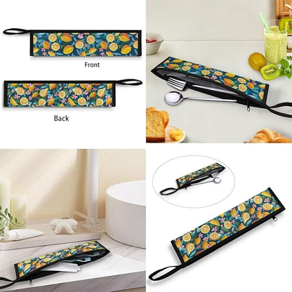 COEQINE Lemon Utensil Holder Storage Case Leafproof Fork Spoon Knife Organizer Counter Lightweight Portable Utensiles With Handles Travel Accessoreies Portable Chopstick Case