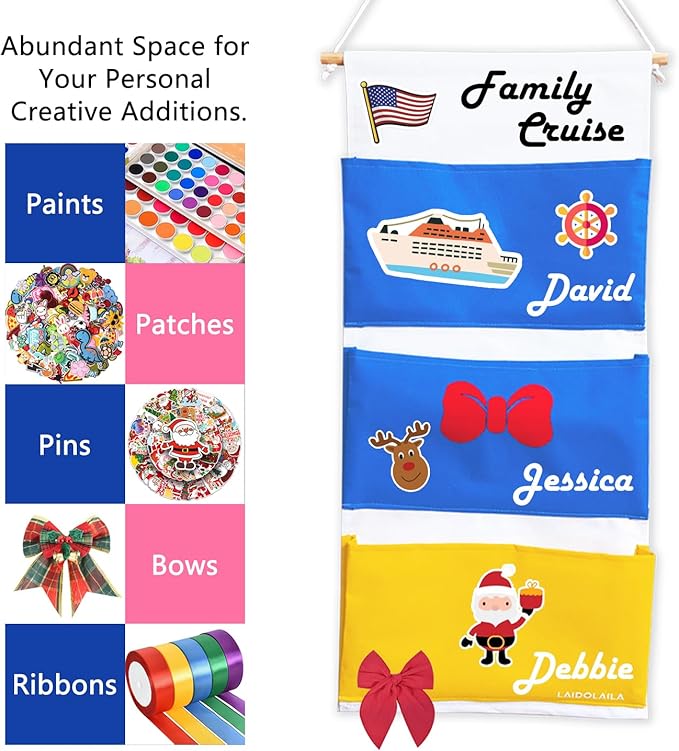 Fish Extender for Disney Cruise, 3-Pocket Hanging Organizer,Cruise Door Gift Holder，Must Have with Pixie Dust Gift Holder (2026Edition)