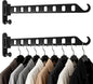 2 Pack Swing Arm Clothes Hanger Rack Wall Mount, Laundry Room Drying Rack with Swing Arm, 8 Holes and 180°Rotation, Swing Away Hanger Rack, Sturdy Hanging, Solid Aluminum (Black)