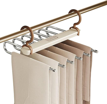 Ergocar Pants Hanger, Saving Space -Saving Metal Wardrobe Storage, Clothes Pants and Hanger, Multi -Function Scarf Storage and Storage Pants Jeans, 12.4*12.2, Milk White (Brown Hook)
