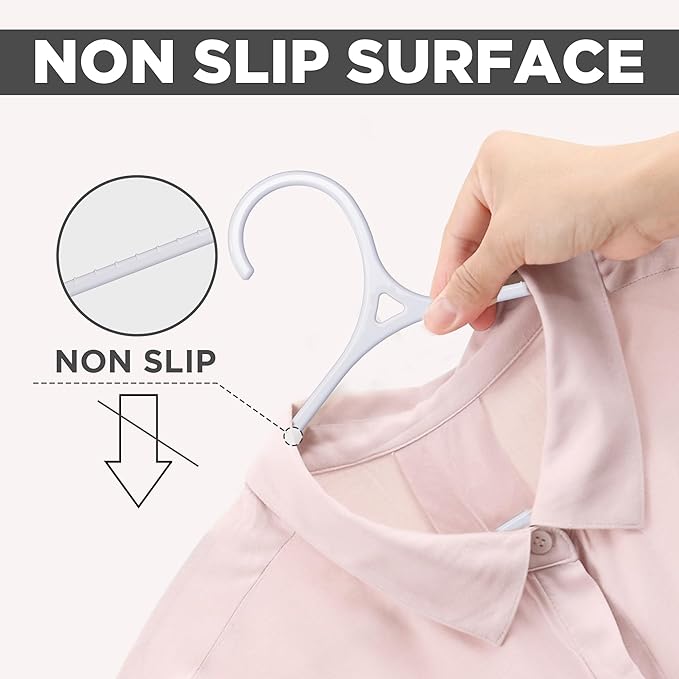 Utopia Home Plastic Hangers 50 Pack for Shirts & Pants – Space-Saving Heavy Duty Plastic Hangers with Non-Slip Shoulder Grooves & Notches - Anti-Slip Pants Bar for Increased Grip (White)