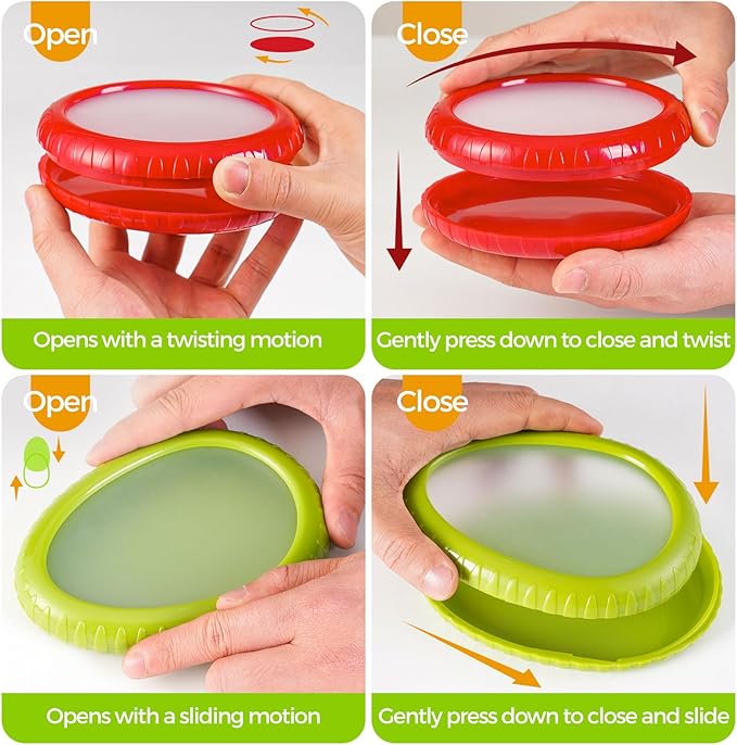 Avocado Saver & Onion Storage Set,4 Pcs Silicone Fruit Vegetable Anti-oxidation Box,Reusable Fridge Fresh Pod Food Storage,Perfect Lemons Tomato Garlic Containers