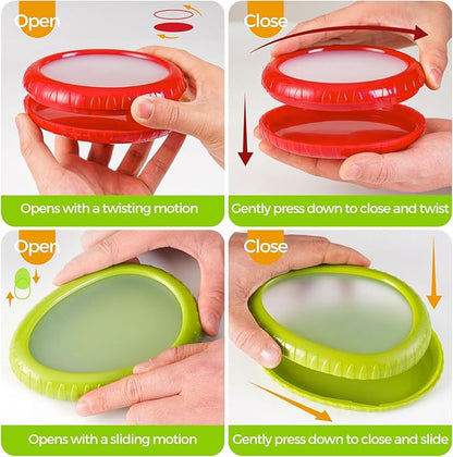 Avocado Saver & Onion Storage Set,4 Pcs Silicone Fruit Vegetable Anti-oxidation Box,Reusable Fridge Fresh Pod Food Storage,Perfect Lemons Tomato Garlic Containers