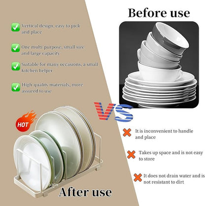 Cutting board organizer Dish rack Pot Lid Organizer for Bakeware, Dish Plate, Cutting Boards, Pots & Pans, Drying Rack Storage Holder Organizer for Kitchen Cabinet/Sink/Kitchen countertops (White)