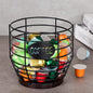Yangbaga 1pcs Coffee Pod Holder - Large Capacity Black Wire K-Cup Holder With Wooden Base, Modern Basket Bar Decor for Station,Coffee Pods & Capsules, Fruit Snack Storage