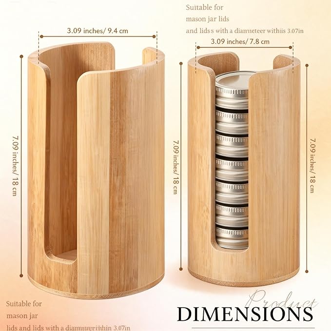 Mason Jar Lid Organizer (2pcs), Mason Jar Lid Storage Made, Suitable for Mason/Canning/Bamboo Lids, Fit Perfectly, Stackable Steady (WideMouth-RegularMouth)