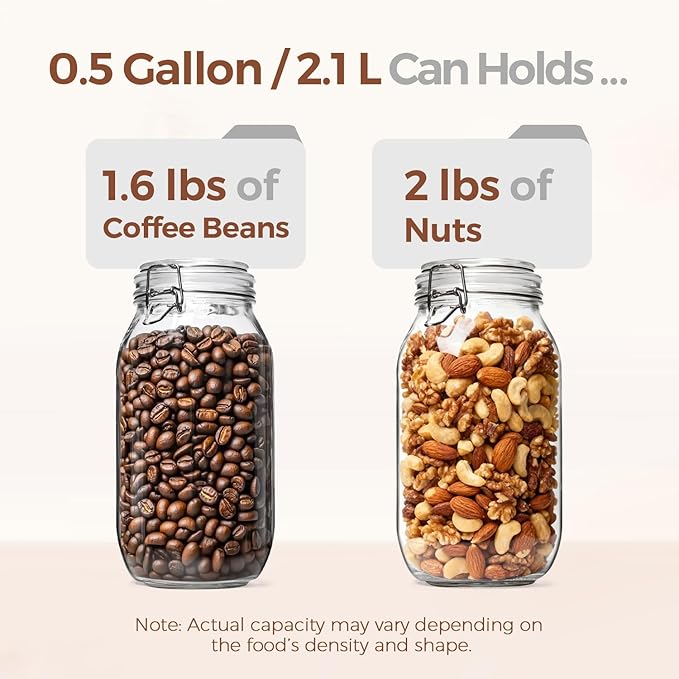 ComSaf 71oz Glass Canisters with Airtight Clamp Lids (Set of 3), 2.1L Large Fermentation & Pantry Jars for Bulk Food Storage, Ideal for Flour, Sugar, Sourdough Starter, and Pickling - 2.2 Quart
