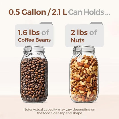ComSaf 71oz Glass Canisters with Airtight Clamp Lids (Set of 3), 2.1L Large Fermentation & Pantry Jars for Bulk Food Storage, Ideal for Flour, Sugar, Sourdough Starter, and Pickling - 2.2 Quart