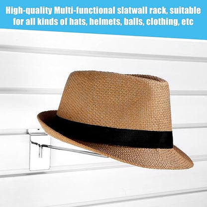 Kigley 6 Pcs Hat Display Wall Mount, Metal Hat Helmet Rack Retail Store Display Shelves Organizer, Slat Wall Accessories for Home Retail Shop Racks Craft Show Garage (Silver)
