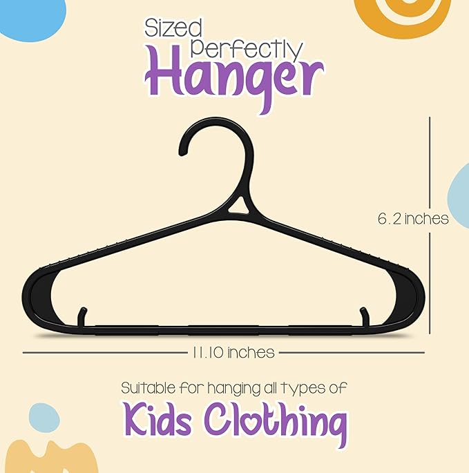 Utopia Home Kids Hangers - 11 Inch Plastic Baby Hangers for Closet - Infant or Childrens Hangers for Clothes 40 Pack (Black)