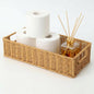 Toilet Paper Basket with Handles, Wicker Toilet Tank Basket, Narrow Bathroom Organizer for Back of Toilet & Tank Top, Ideal for Cottage Core Decor, Natural Tan, 14" L x 6" W x 3" H