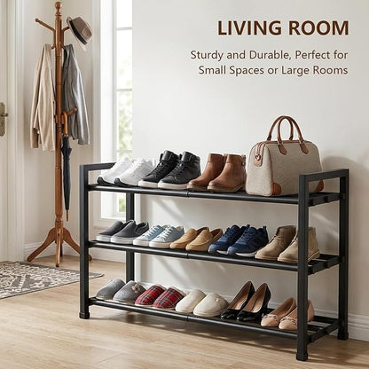 jessie 3-Tier Expandable Shoe Rack, Heavy Duty Metal Freestanding Shoe Shelf Storage Organizer for Entryway Closet Doorway (3 layer)