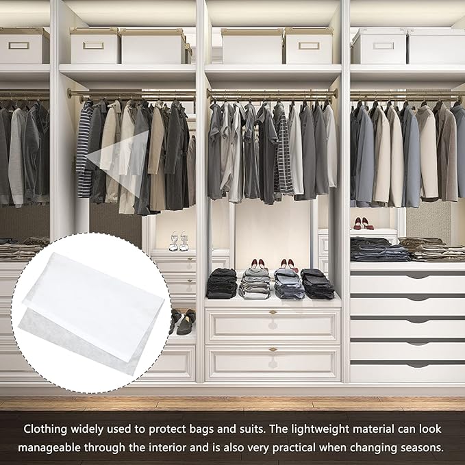 Cabilock 50Pcs Non- Woven Fabric Storage Bags Space Saver Bags Travel Shoe Bags Fabric Clothing Storage Bags Dust Cover Pouch Packing Bags
