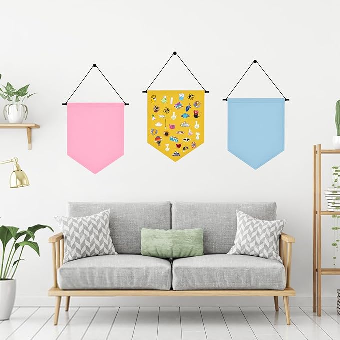 Wall Hanging Brooch Organizer Storage Board Colorful Enamel Pin Badge Canvas Display Banner Earrings Case Collection Holder 12.6x10in(Not Include Any Accessories) (Yellow)