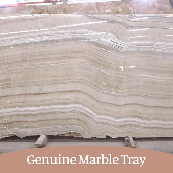 Koville Natural Marble Tray, 12"x6" Decorative Tray for Countertop, Catchall for Perfume, Candles, Jewelry Dish Moca Jade