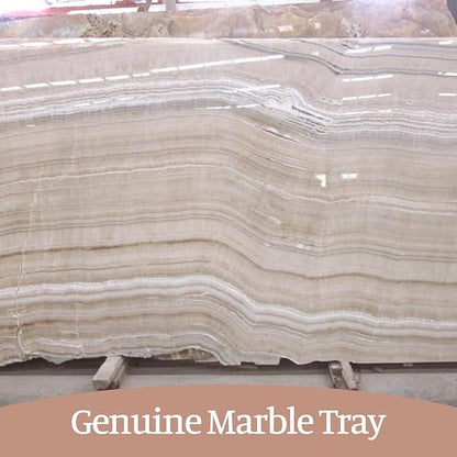 Koville Natural Marble Tray, 12"x6" Decorative Tray for Countertop, Catchall for Perfume, Candles, Jewelry Dish Moca Jade