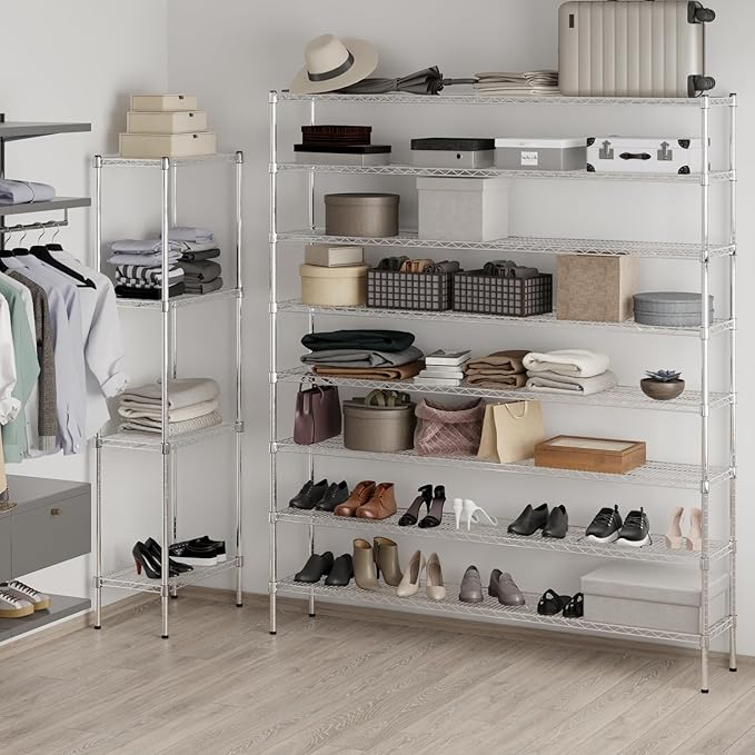 14" Deep x 72" Wide x 86" Height Wire Shelving Kit | 8-Tier | NSF Commercial Storage Rack Unit