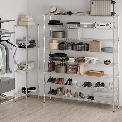 14" Deep x 72" Wide x 86" Height Wire Shelving Kit | 8-Tier | NSF Commercial Storage Rack Unit