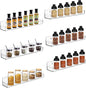 Clear Acrylic Spice Rack Wall Mounted 15 inch Floating Shelf with Removable End Guards for Kitchen Cabinet Door Cupboard Bathroom Holds Jars Nail Polish Books Toiletries 6 pcs