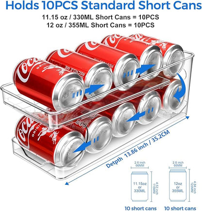 4 Packs Clear Width Adjustable Soda Can Organizer and 2 Pack Rolling Soda Can Organizer for Refrigerator Expandable Soda Can Dispenser for Beer Soda Seltzer Pop Can Soda Expand Organizer for Fridge Ki