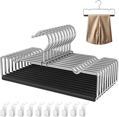 DOIOWN Pants Hangers Space Saving,20 Pack Non Slip Metal Pant Hangers with Foam Padding,Compact Closet Organizers and Storage Jean Hanger for Closet, Holding Pants, Jeans, Skirts,Scarves