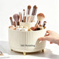 360 Degree Rotating Makeup Brush Holder Organizer Detachable Design 5 Slot Make up Brushes Cup for Cosmetics and Pencil Pen Organizer for Desk Makeup Organizer Skincare Storage for Vanity（Cream）