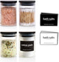 Mason & Fable Ribbed Glass Bathroom Jars with Black Bamboo Lids | Cotton Pad / Swab / Q tip | Bath Salt / Clear Vanity Apothecary Storage Canister Organizer-10fl.oz, Set of 4