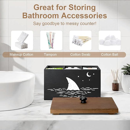 Tampon Holder for Bathroom,Black Feminine Product Organizer,Girl Stuff Box for Bathroom,Pad and Tampon Organizer for Bathroom,Pad Holder for Bathroom,Shark Week Bathroom Organizer,Bathroom Accessories