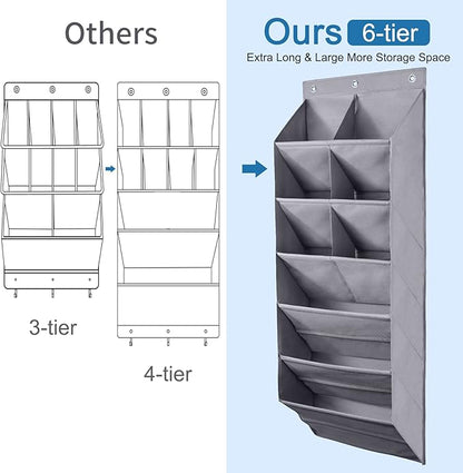 FFENTEC Over the Door Shoe Organizer, 2 Pack Hanging Shoe Organizer, 3 Pack Sturdy Metal Over The Door Hangers Hooks