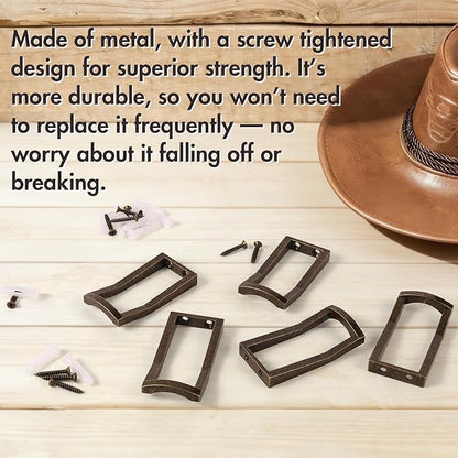 5 Pcs Metal Cowboy Hat Hooks for Wall, Metal Hat Rack for Wall, Cowboy Hat Holder with Screws, Western Room Decor (Bronze)