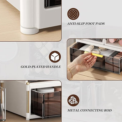 Premium Makeup Organizer with Adjustable Compartments, Spacious Drawers for Cosmetics and Brushes - Ideal for Vanity, Bathroom, or Dressing Table