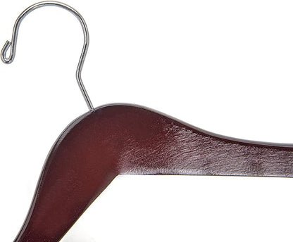 Quality Hangers Wooden Hangers Beautiful Sturdy Suit Coat Hangers with Locking Bar Chrome Hooks (100)