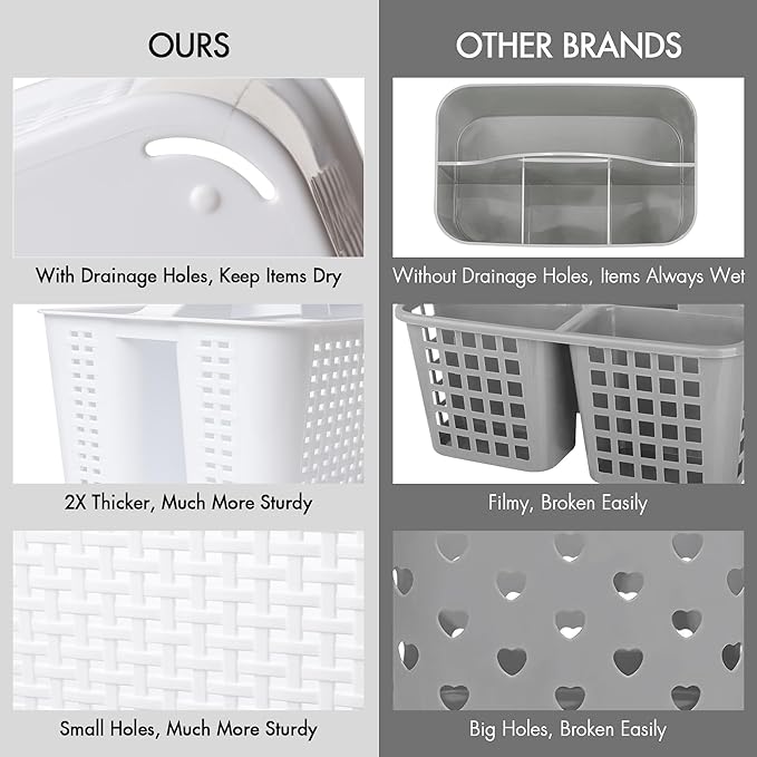 Tiawudi Portable Shower Caddy, Caddy Organizer with Handle, Plastic Shower Basket Hold Soap, Shampoo, Hair Supplies and Beauty Products, Cleaning Supplies Organizer for Home, Dorm, Shelf and Cabinet