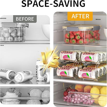 Drink Organizer for Fridge, Soda Can Organizer Dispenser for Refrigerator with Automatic Rolling,Organize Standard Size 11.15oz or 12oz Cans Drink,Save Space for Fridge、Kitchen、countertop