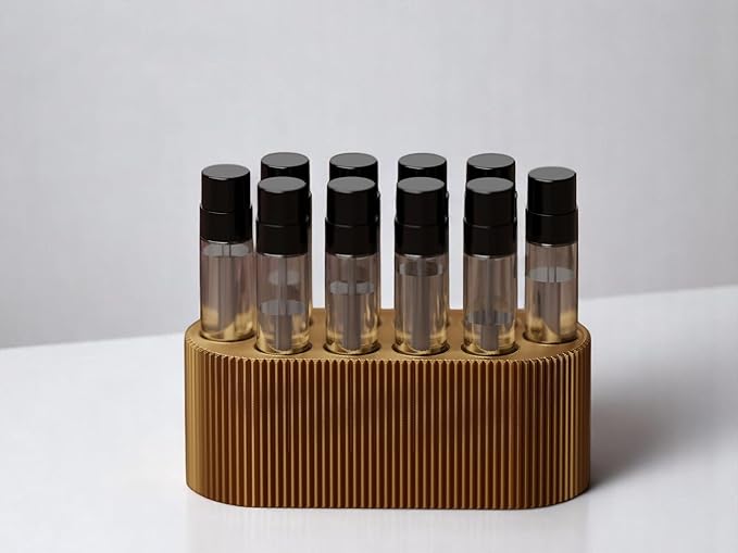 Perfume Sample Organizer for Bathroom or Vanity – Ideal Makeup and Skincare Storage, Desk and Bathroom Counter Organizer, Gift for Her (2mL Gold - Fits Mini Perfume Samples)