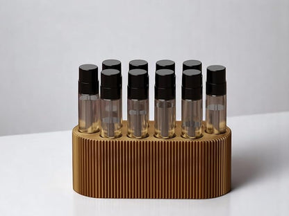 Perfume Sample Organizer for Bathroom or Vanity – Ideal Makeup and Skincare Storage, Desk and Bathroom Counter Organizer, Gift for Her (2mL Gold - Fits Mini Perfume Samples)