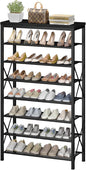 Metal Shoe Rack, 8 Tier Shoe Shelf Holds 32 Pairs, Vertical Shoe Organizer for Garage Front Door Entrance, Black