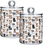 ALAZA 2pcs Lovely Dog Puppy Animal Qtip Holder Dispenser 14 oz Bathroom Storage Clear Apothecary Jars Containers Cotton Ball,Cotton Rounds,Floss Picks, Hair Clips, Food