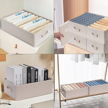 Clothings Collapsible Storage Bins, Foldable Organizers and Storage Baskets Cube Storage Bin for Bedroom Living Room (4 Pack) (Flaxen, 15.4x11.4x5.5inch)