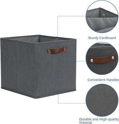 Temary Foldable Cube Baskets 4Pack - Grey, 13x15x13 Inch Fabric Storage Organizer Bins with Handles