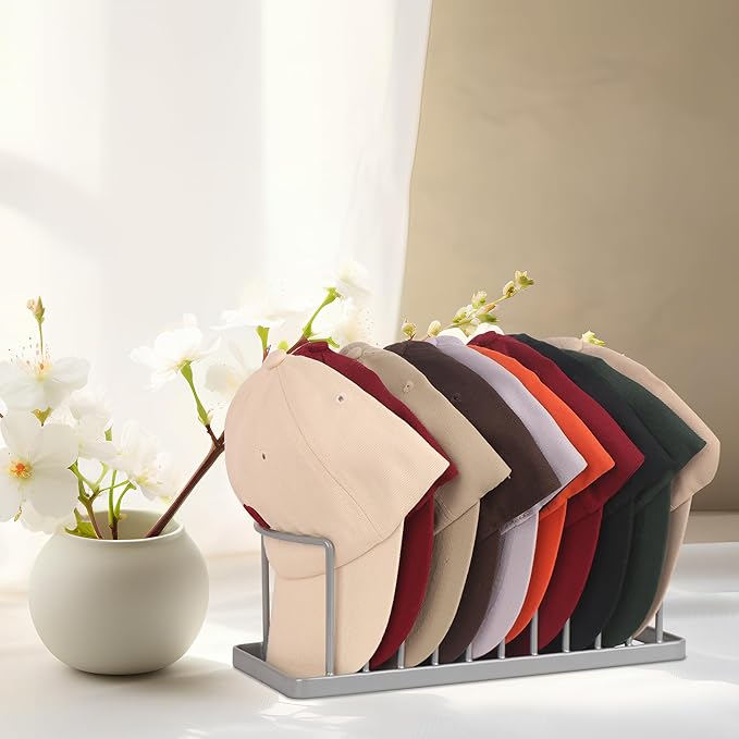 Hat Organizer for Baseball Caps - 4 Pack Space Saving Hat Stand Hold 40 Caps - Premium Metal Hat Rack for Baseball Caps Display & Organizer - No Install Hat Holder for Closet