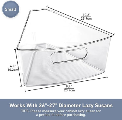 Leeden Lazy Susan Organizer for 26" Diameter Corner Lazy Susan, Plastic Kitchen Cabinet Storage Bins with Handle, 8 Packs, 1/8 Wedge - Food Safe, BPA Free