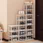 SAN HE Bamboo Shoe Rack 17 Tier- Vertical Shoe Rack for Small Spaces, Tall Narrow Shoe Rack Organizer for Closet Entryway Corner Garage and Bedroom,Skinny Shoe Shelf with Free Stackable DIY
