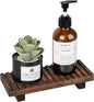 Bathroom Tray Rustic Farmhouse Bathroom Decor Wood Display Stand Riser Kitchen Soap Dish Holder for Vanity, Countertop, Sink, 8.6 * 3.6 Dark Brown
